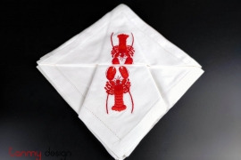  Bộ khăn ăn (6 chiếc) 45x45 trắng thêu tôm hùm 